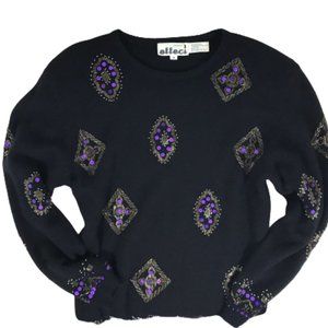Vintage 80s Lambswool Sequin Sweater L